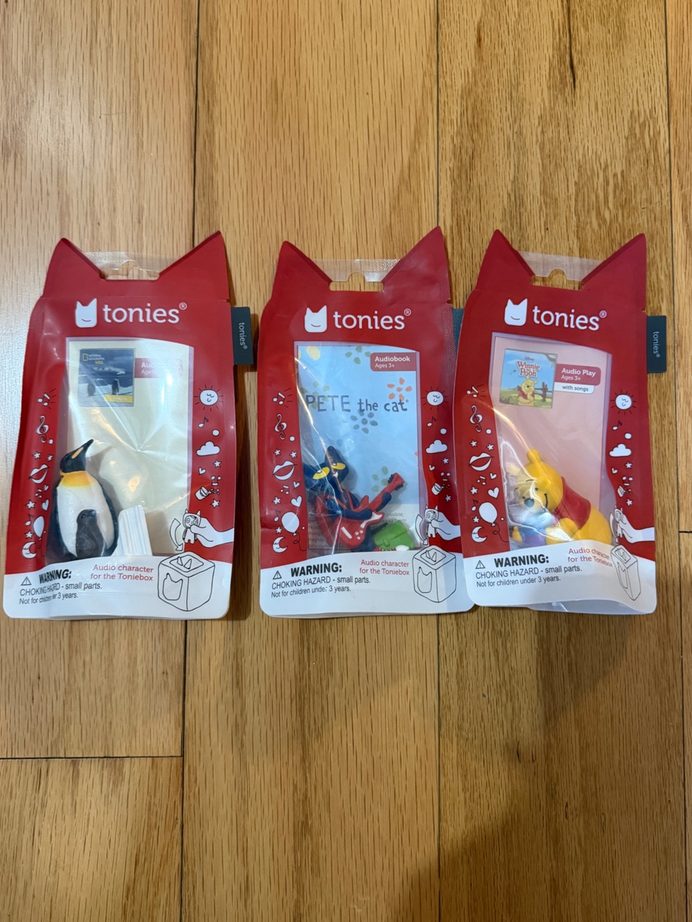 NEW Tonies Bundle (3) – Winnie the Pooh, Pete the Cat, Penguins – Unopened